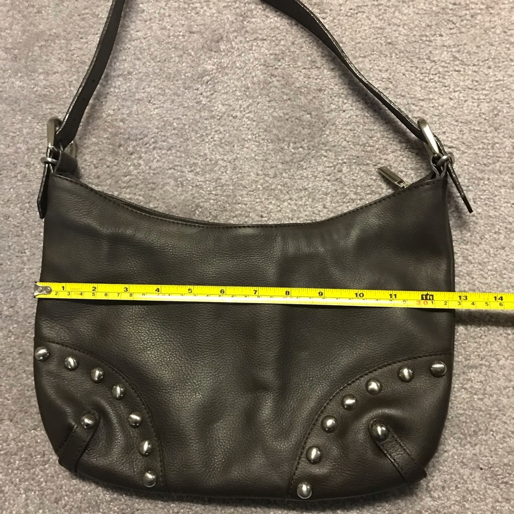 Studded Black Leather Shoulder Bag - Picture 2 of 8